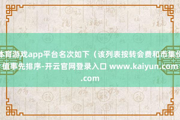 体育游戏app平台名次如下(该列表按转会费和市集价值事先排序-开云官网登录入口 www.kaiyun.com